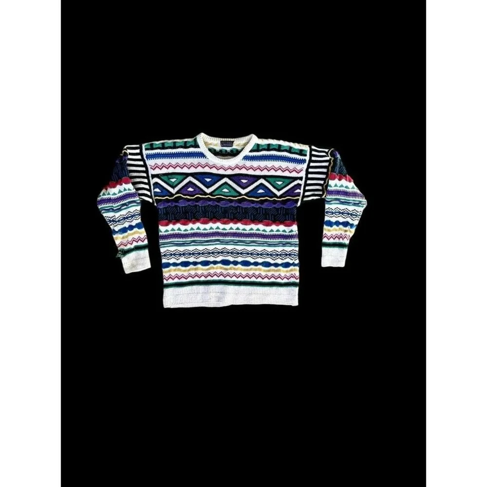 Vintage Multicolored Sweater Editions by Van Heusen Sz Medium Coogi‎ *Flaws